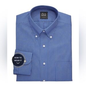 JOS. A BANK Men’s Blue Grid Button Down Dress Shirt  Size: 16½ - 33